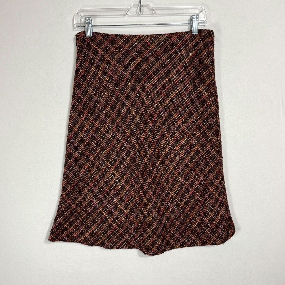 VTG Y2K Express Tweed Skirt Suit Set Size 8 6 Velvet Fringe Trim Preppy Sorority - Picture 12 of 16